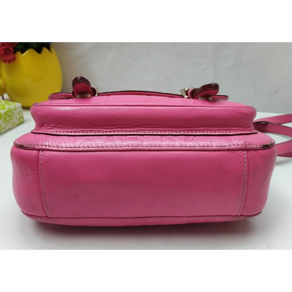 Dooney & Bourke Pink Leather DB Embossed Buckle Flap Crossbody Bag - Picture 7 of 16